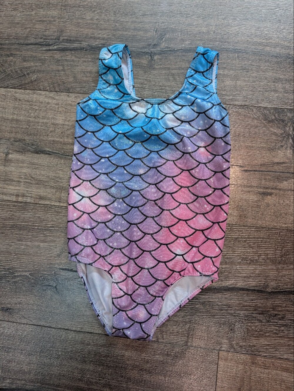 Gymnastics Leotard Size 120 (4/5) Mermaid Scale Shimmery Pink Purple Blue Dance